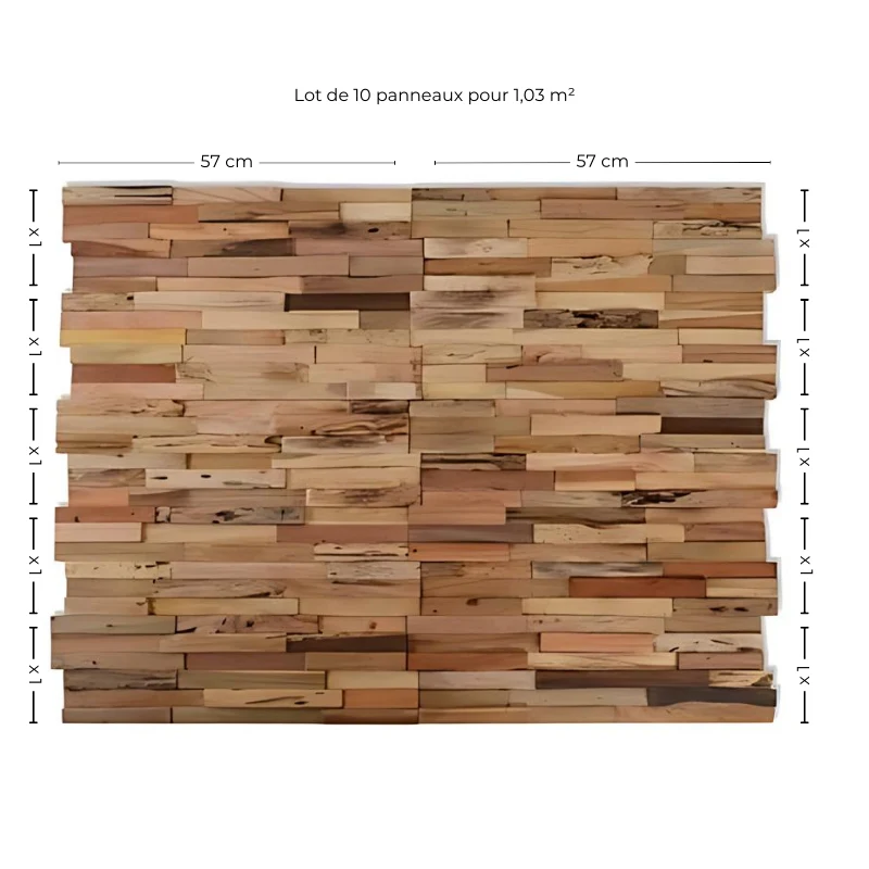 Lot de Dix Panneaux Muraux en Bois de Teck Recyclé