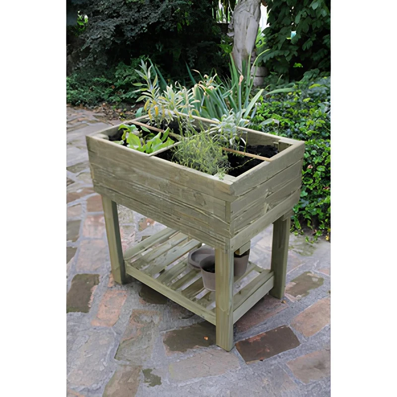 FIORIERA GIARDINIERA RIALZATA LEGNO 80X50XH80 CM
