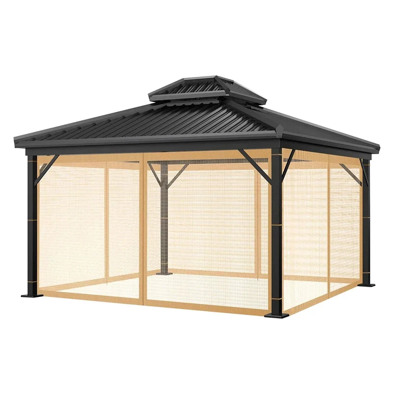 Moustiquaire de gazebo extérieur universel 4 panneaux avec fermetures à glissière