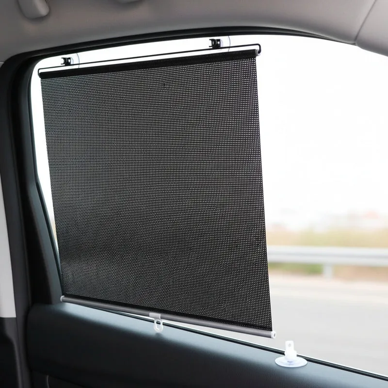 Set de 2 Rideaux de Voiture Anti-UV Rétractables - Protection Solaire et Anti-Moustiques Universels