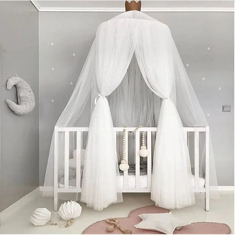 Moustiquaire couronne de princesse en maille blanche