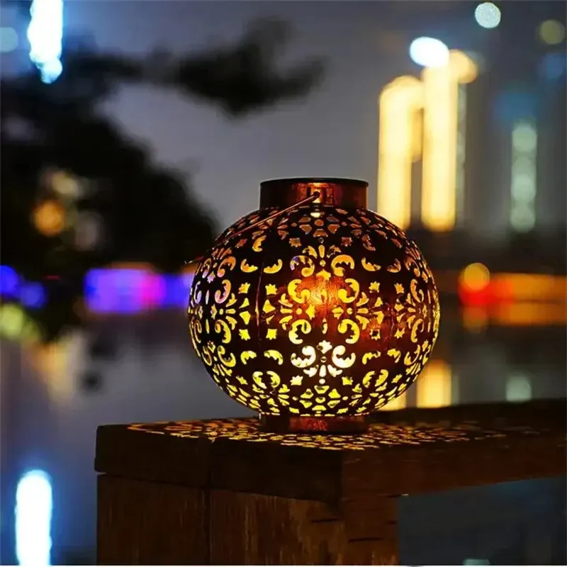 Lanterne Extérieure Solaire LED de Style Antique en Cuivre