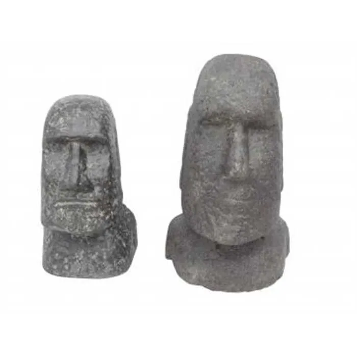 MOAI HEAD - 12 X 10 X 20CM STONE CAST HANDCRAFTED & COLOUR