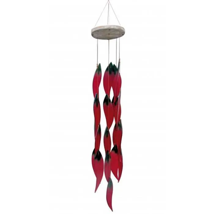 GLAS WIND CHIME CHILIS FIRE-COLORED 59 CM