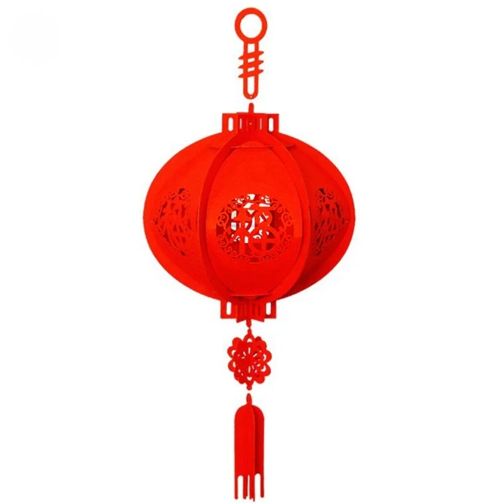 Lanterne Chinoise Rouge et Traditionnelle en Tissu