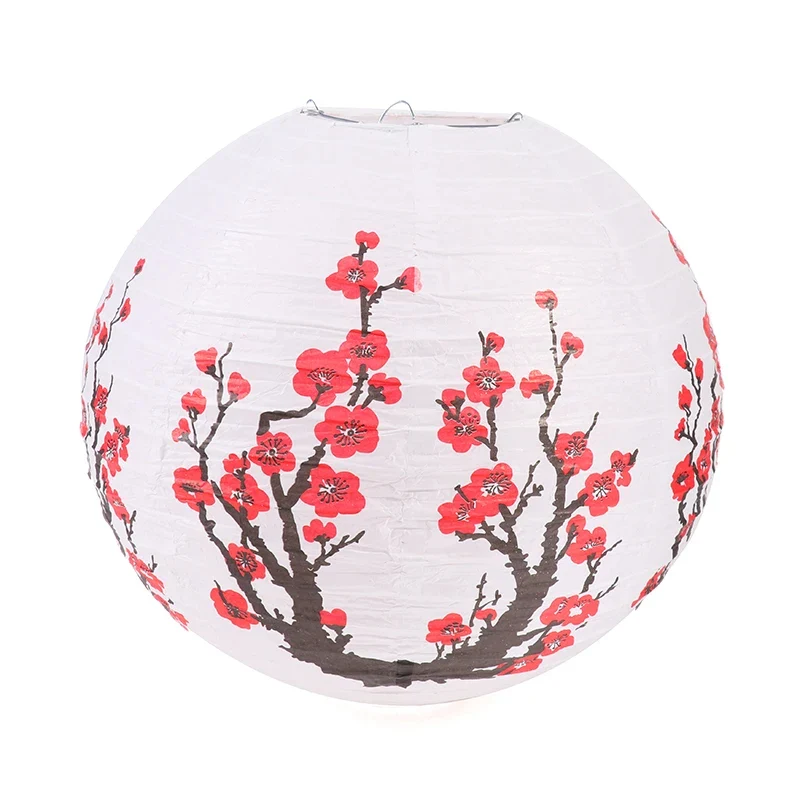 Lanterne Chinoise avec Motifs de Fleurs de Prunier
