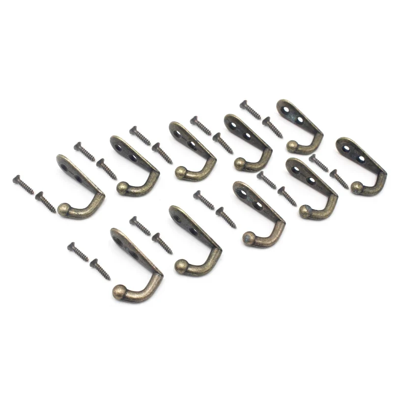 Lot de 10 Crochets Muraux Effet Bronze