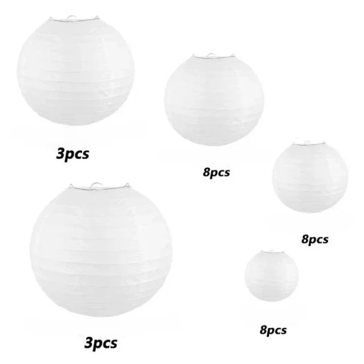 Lot de 30 Lanternes Chinoises de Différentes Tailles