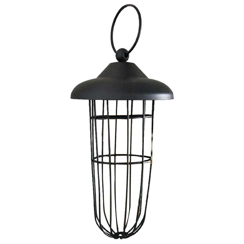 Mangeoire Oiseaux Noire Suspendue avec Anneau de Style Grillagé