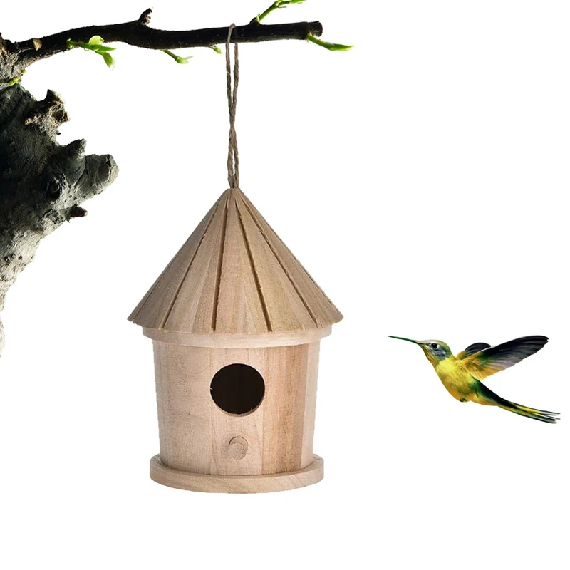 Nichoir d'Oiseau Suspendu en Bois Naturel