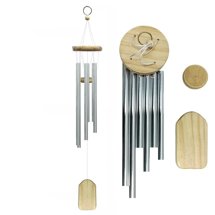 Carillon Extérieur à Six Tubes en Métal et Bois