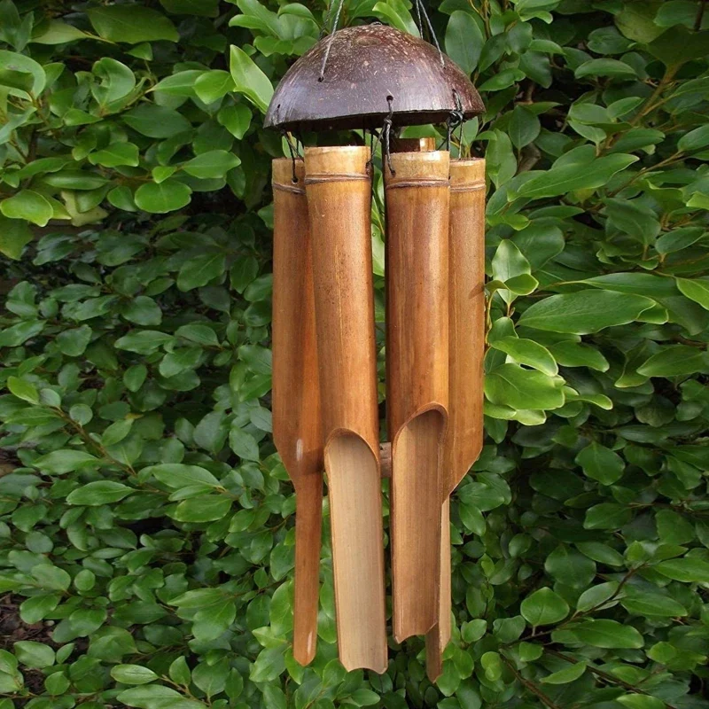 Carillon à Vent à Cinq Tubes avec Coquille de Coco