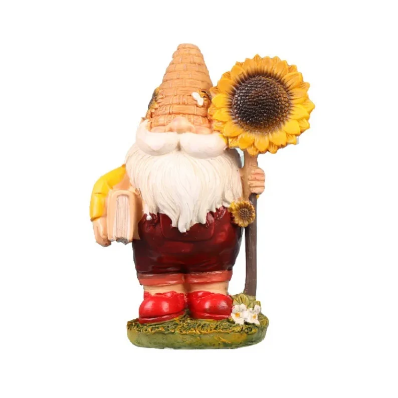 Nain de Jardin Décoratif avec un Tournesol en Résine