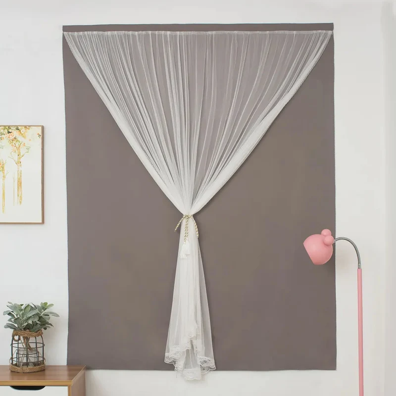 Double Rideaux Occultant Gris et Blanc