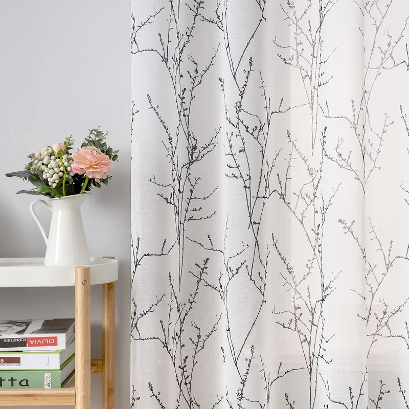 Rideaux Voilage Transparent avec Imprimé Moderne