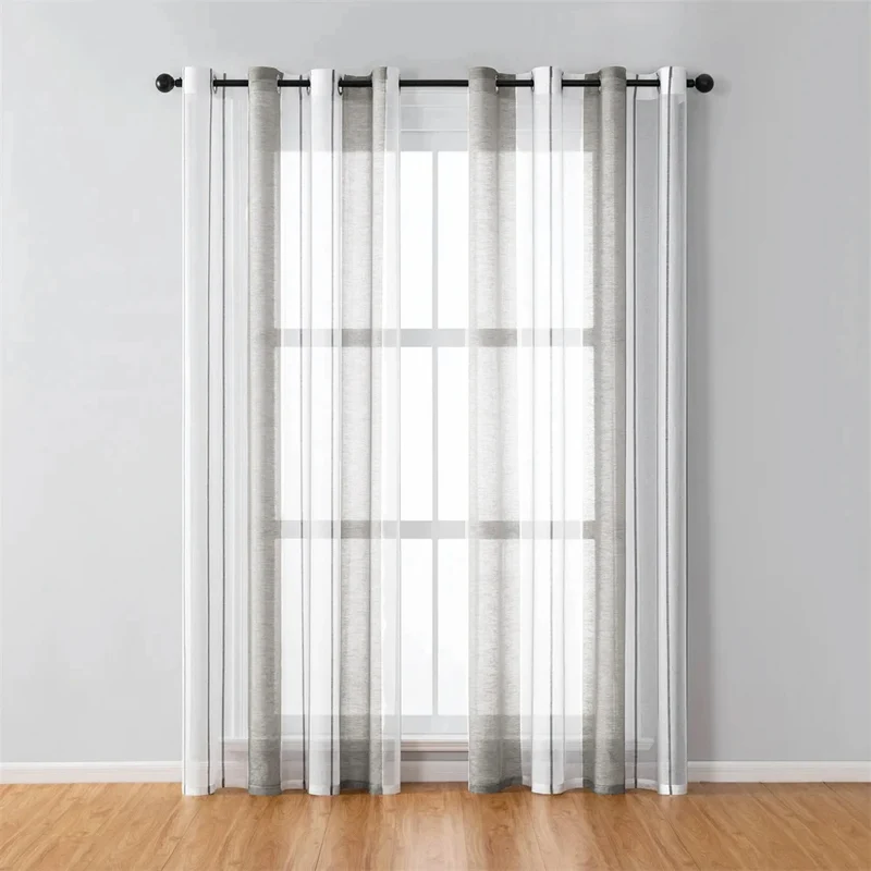 Rideaux Voilage Gris avec Rayures de Style Moderne