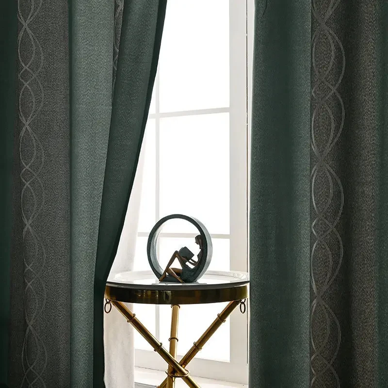 Rideaux Salon Verts et Epais de Style Moderne