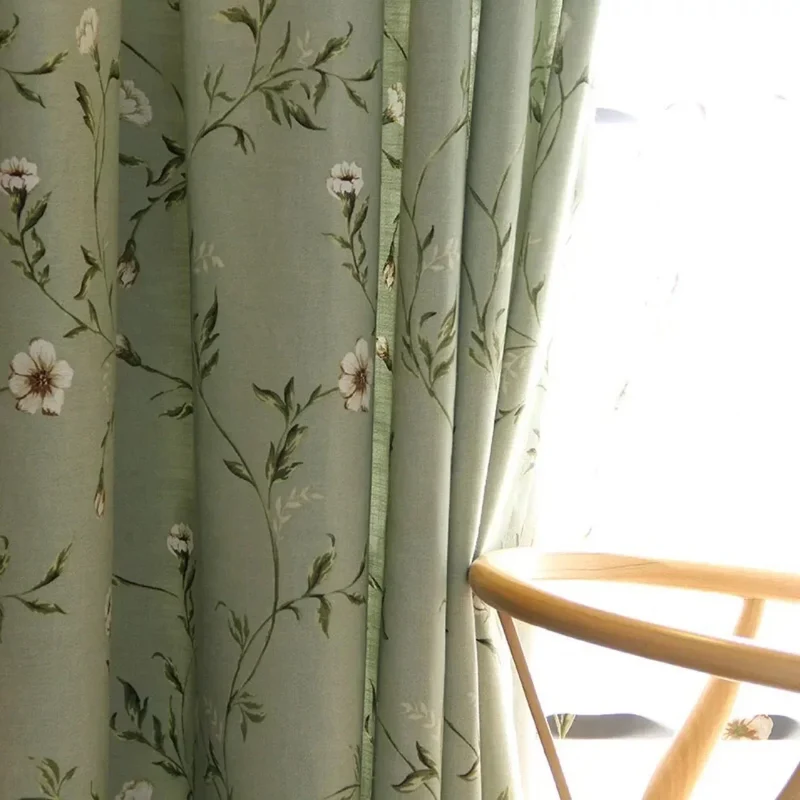 Rideaux Salon Verts avec Imprimé Floral