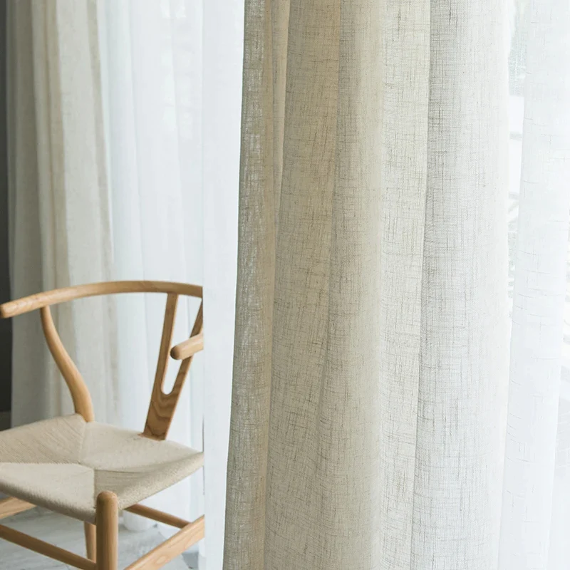 Rideaux Effet Lin en Tulle de Style Japonais