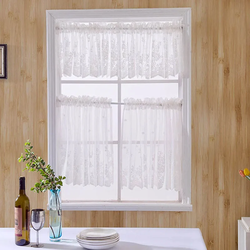 Rideaux Courts Blancs de Style Moderne en Dentelle
