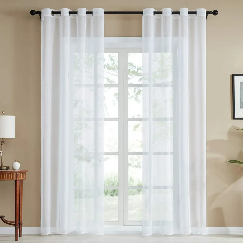 Rideau Porte Fenêtre Blanc et Transparent de Style Pastoral