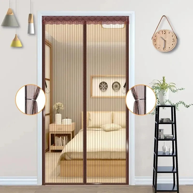 Rideau Moustiquaire Marron pour Porte en Maille et Nylon
