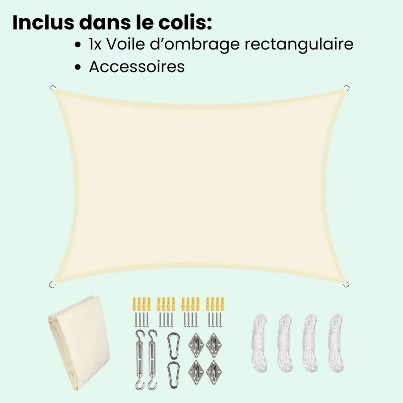 Voile d'Ombrage Rectangulaire Imperméable
