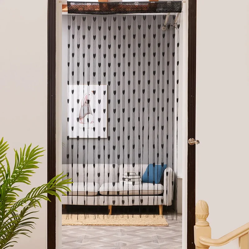 Rideau de Porte avec Motifs en Forme de Cœurs