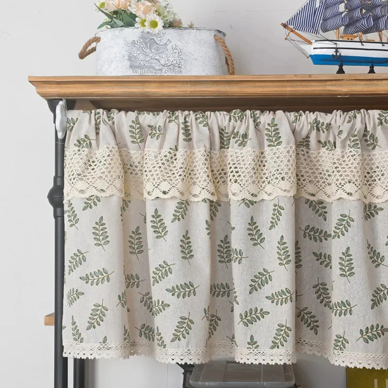 Rideau Cuisine Court de Style Nordique avec Ourlet en Dentelle