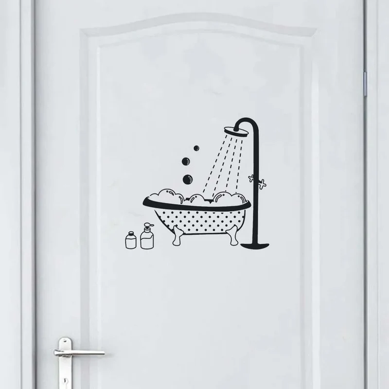 Sticker Mural Salle de Bain Style Baignoire qui Mousse avec des Bulles
