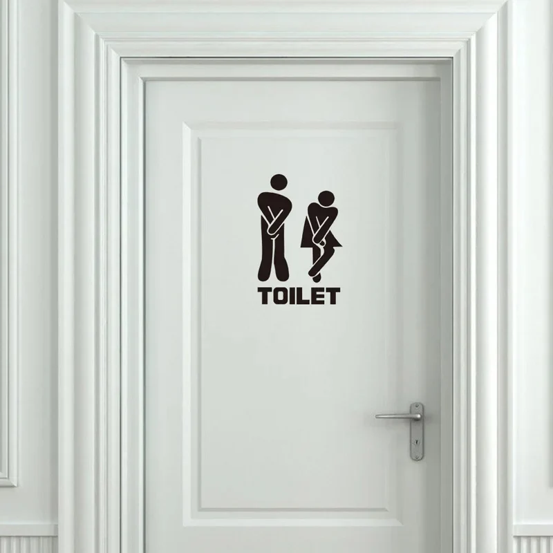 Sticker Mural Salle de Bain Amusant avec l'Inscription Toilet