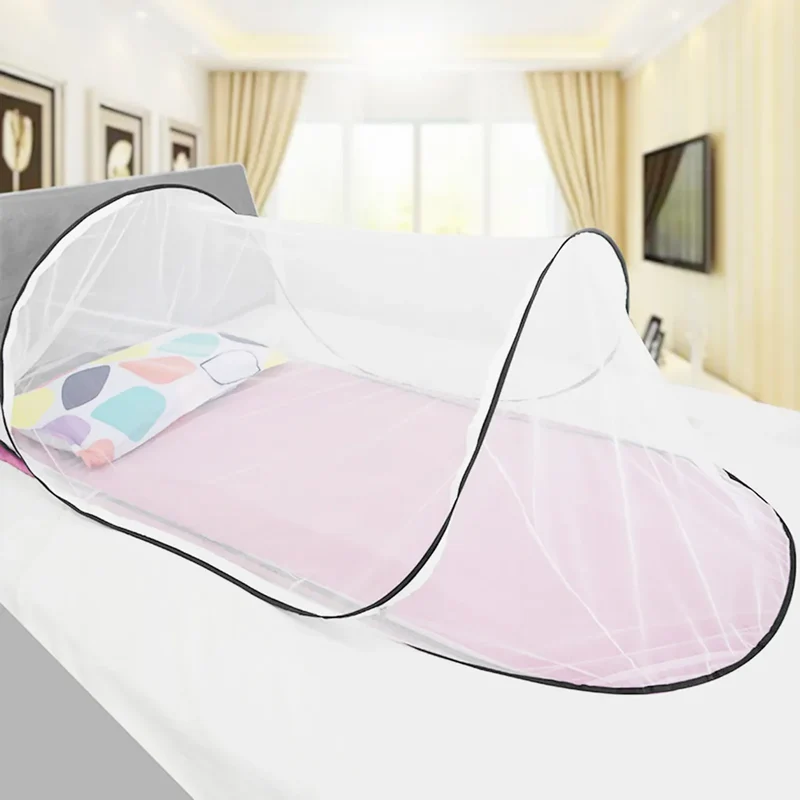 Moustiquaire de lit pliable et portable pour lit simple - Installation facile, idéale pour voyage et camping (80x200x56cm)