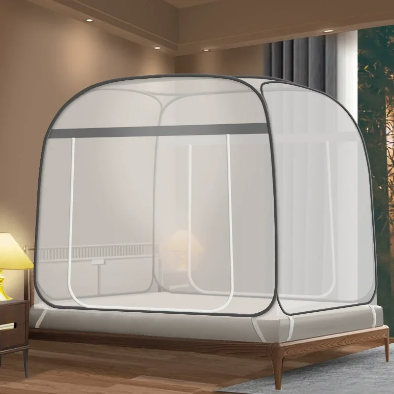 Tente Moustiquaire Lit Double Instantanée - Pliable, Respirante, avec Portes Zippées