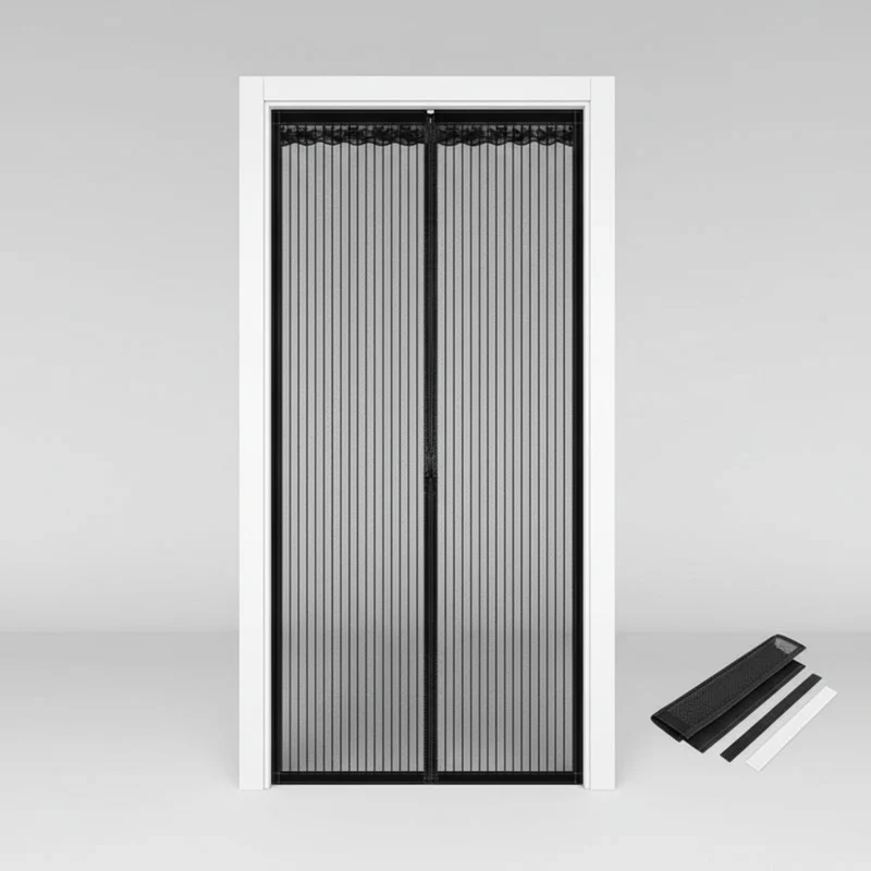 Moustiquaire Magnétique pour Porte et Fenêtre en Polyester - Fermeture Automatique
