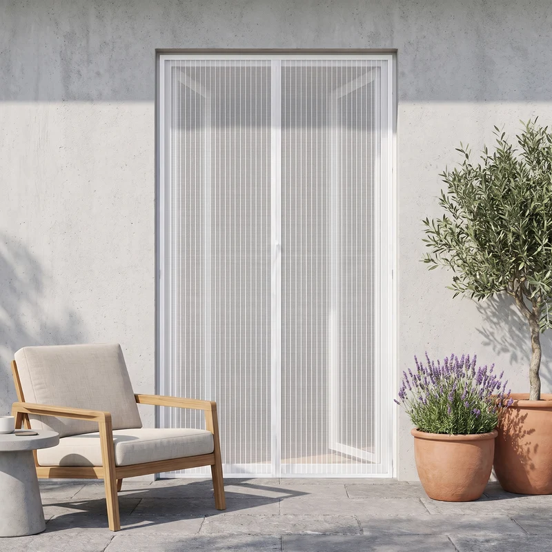 Moustiquaire de porte magnétique sur-mesure, blanche, sans perçage