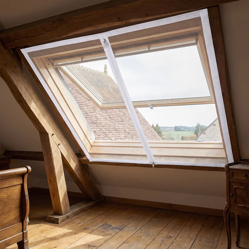 Moustiquaire de fenêtre de toit sur-mesure, toile fibre de verre blanche
