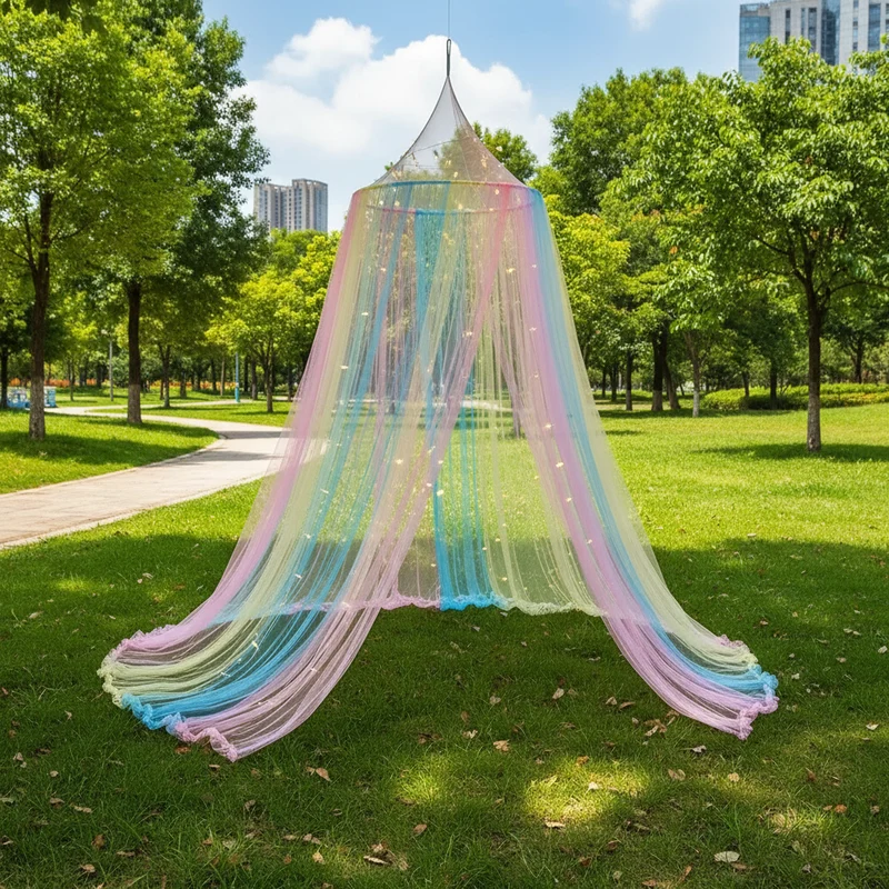 Ciel de lit moustiquaire bébé arc-en-ciel, dôme suspendu