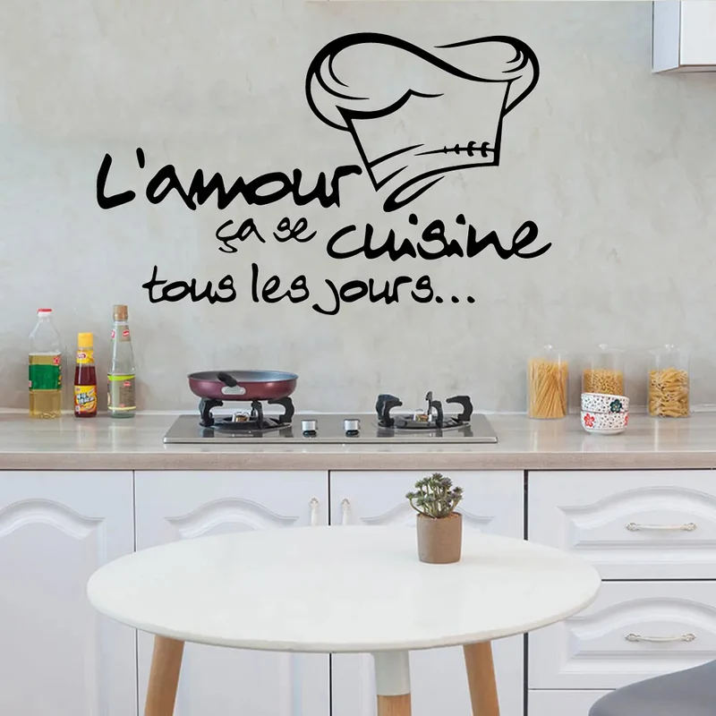 Sticker Cuisine Imperméable avec Citation en Plastique