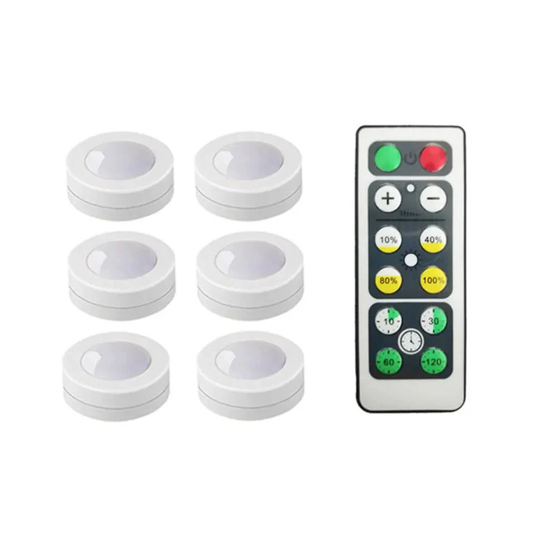 Lot de Six Réglettes Lumineuses de Couleur Blanches et Rondes