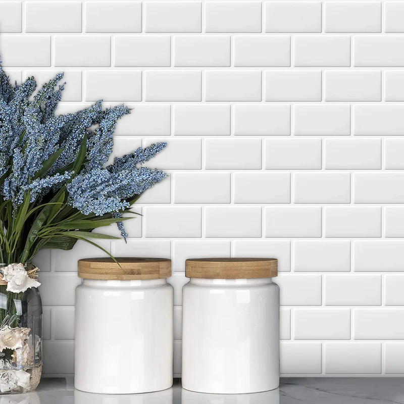 Crédence Adhésive Style Brique Blanche en Plastique