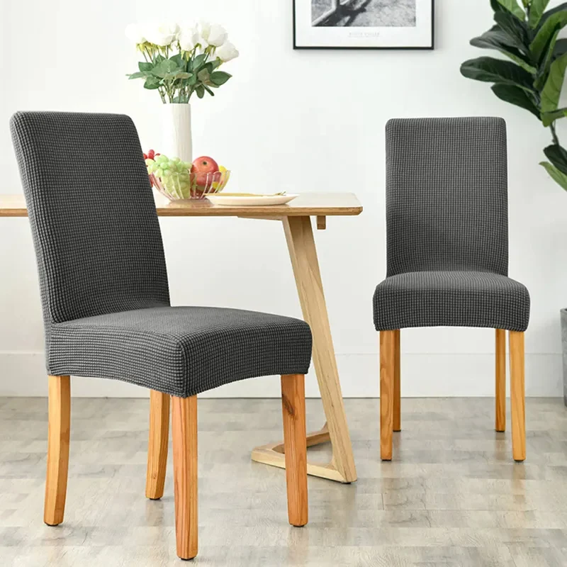 Housse Chaise Grise et Elastique avec Motif de Maïs en Polyester