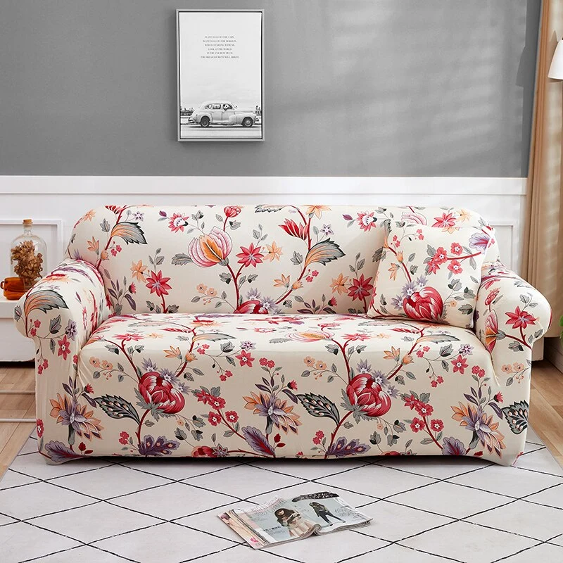 Housse de Canapé Extensible avec Imprimé Floral en Polyester