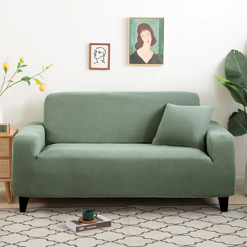 Housse de Canapé Extensible avec Carreaux de Style Maïs en Polyester
