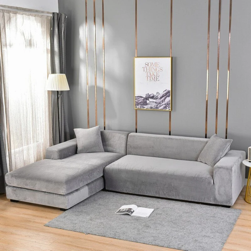 Housse Canapé d'Angle Moderne en Peluche de Velours