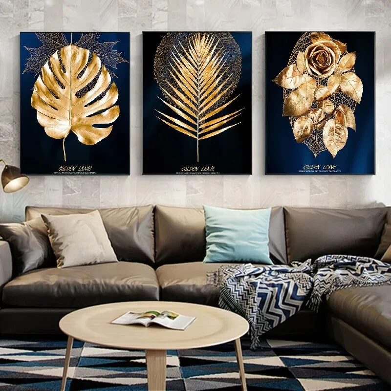 Tableau Décoratif Mural au Design de Feuilles d'Arbres en Toile