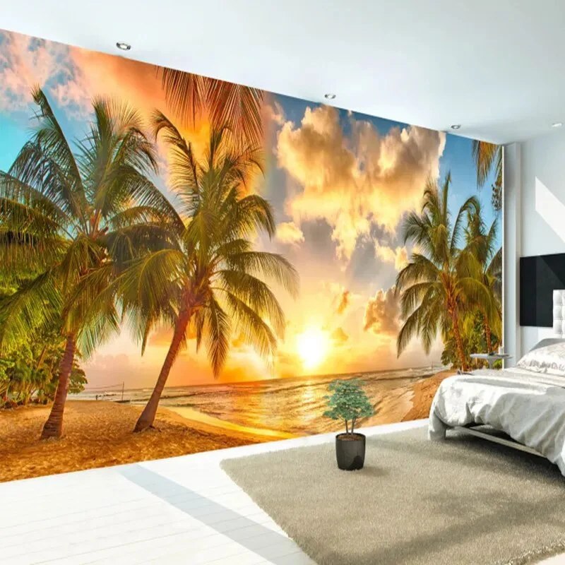 Revêtement Mural avec Design de Coucher de Soleil sur une Plage