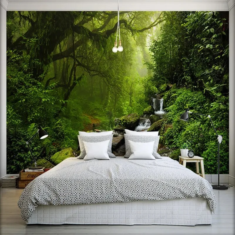 Revêtement Mural de Style Forêt Verte en Fibre de Bois