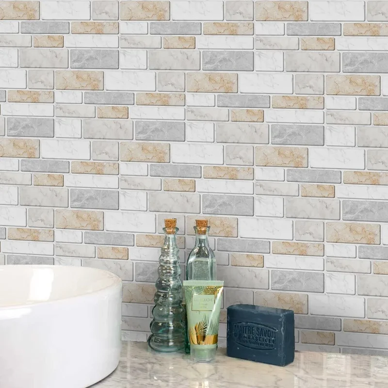 Panneau Mural Salle de Bain Style Briques Lot de 9 pcs 20 x 10 cm