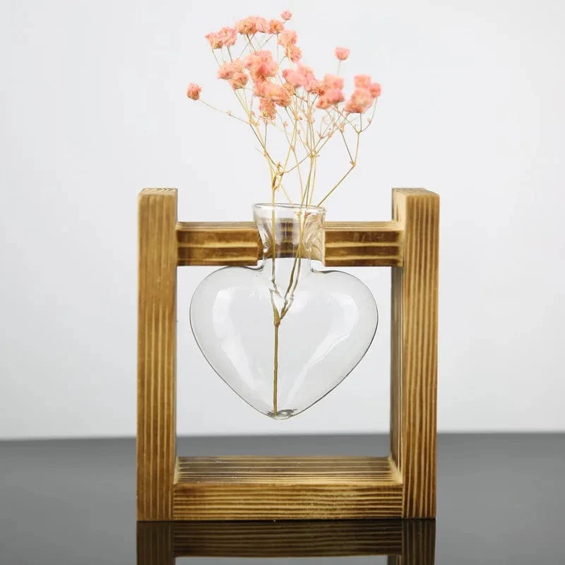 Vase Hydroponique en Verre en Forme de Cœur