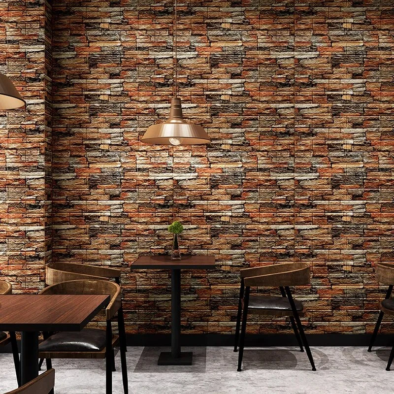 Panneau Mural 3D avec Motif à Briques en Vinyle Lot de 12pcs 39 x 35 cm